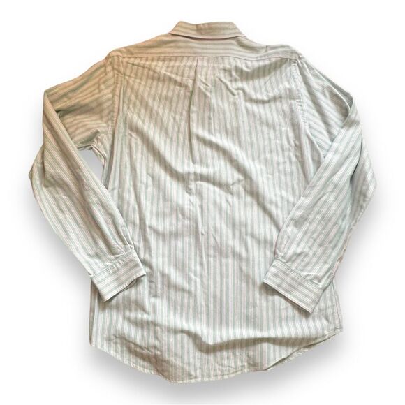 Ralph Lauren Mens Shirt Custom Fit Button Down Long Sleeves Striped Green Medium - Picture 5 of 9